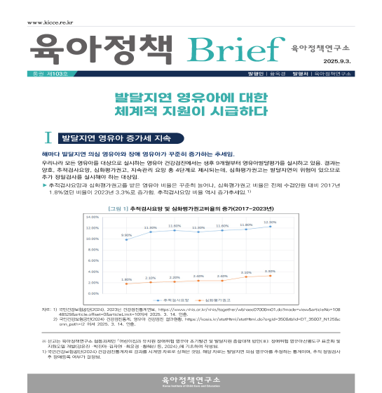[103호] 발달지연 영유아에 대한 체계적 지원이 시급하다 관련 이미지